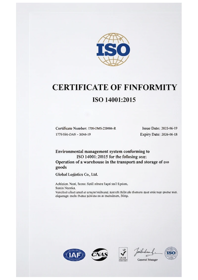 ISO 14001:2015 certificate
