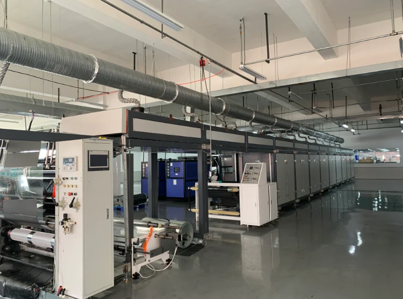 Coating & laminating — multi-station coating line with control panels and material handling
