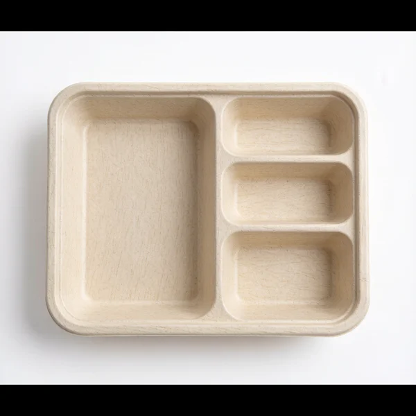 Bagasse 4-Compartment Tray